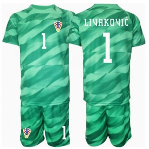 Chorvatsko Dominik Livakovic #1 Brankářské Dětské Venkovní dres komplet ME 2024 Krátký Rukáv (+ trenýrky)